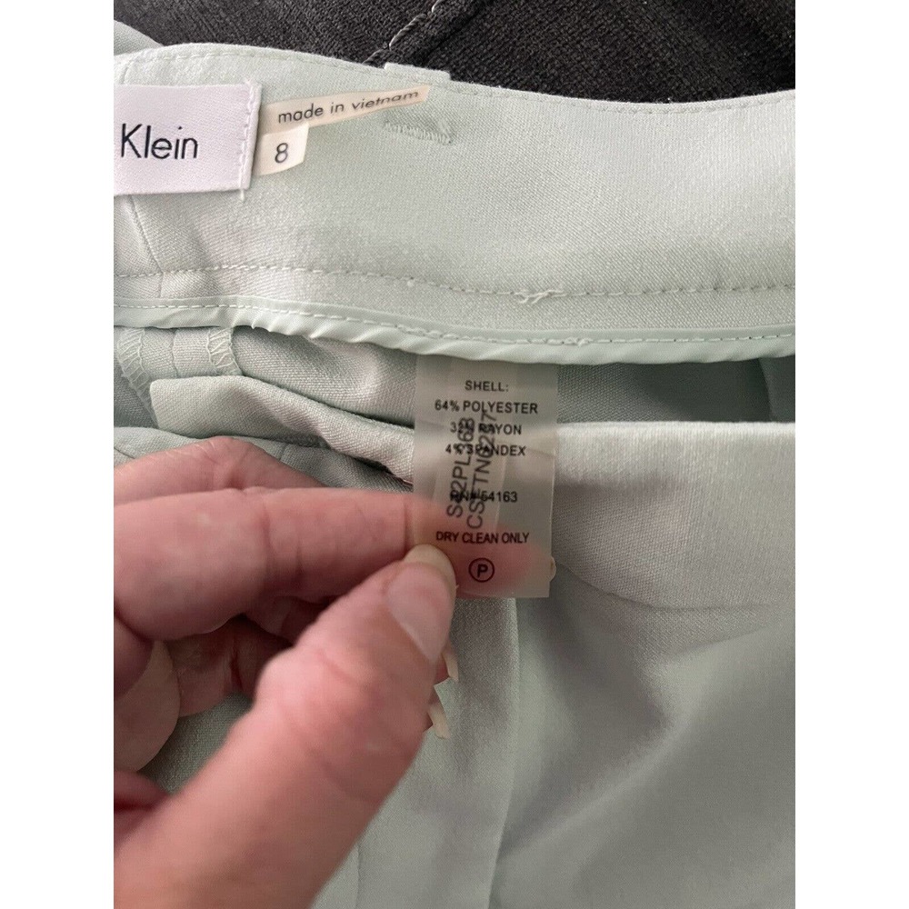 Calvin Klein Mint Green Mid Rise Pleated Straight Leg Trouser Dress Pants Sz 8 - Picture 7 of 7